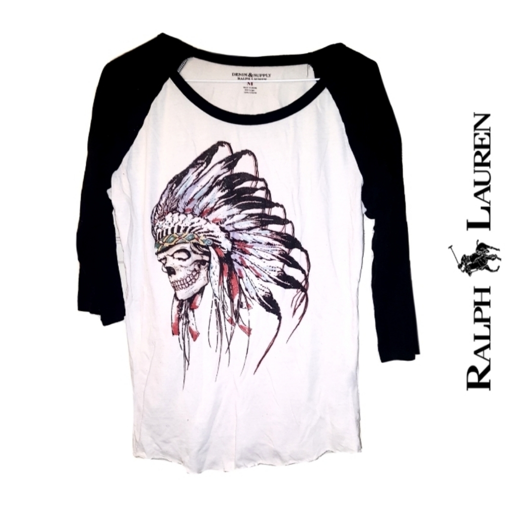 ●SALE●Ralph Lauren T-Shirt with Native American Print vtg